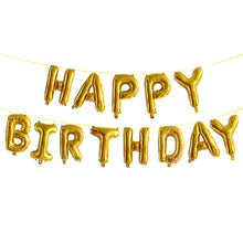 Happy Birthday Letters Foil Balloons - Gold Rainbow Silver Blue - 13 Pieces - 18 Inches