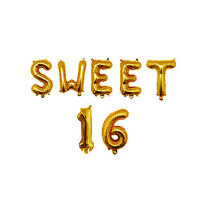 Sweet 16 Party Balloons - Rose Gold, Gold, Silver - 7 Pieces - 32/40 Inches