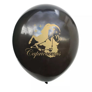Twelve Constellation Latex Balloons - Black, Golden