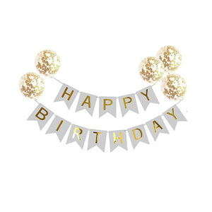 Happy Birthday Banner & Balloon - 1 Set - 12 Inches