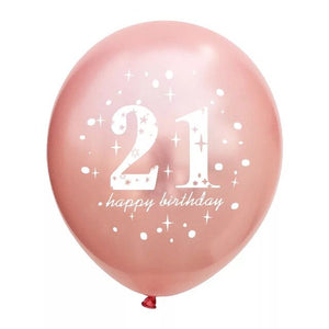 Birthday Balloons - Pink Gold Black - 10 Pieces - 12 Inches