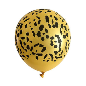 Jungle Kingdom Party Balloons - Yellow, Black, Grey, Pink -  6 Pieces