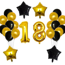 Birthday Age Balloons- Yellow, Black, Red, White - 20 Pieces - 18 Inches