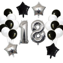 Birthday Age Balloons- Yellow, Black, Red, White - 20 Pieces - 18 Inches
