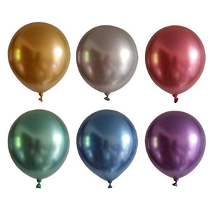 Chrome Latex Balloons - Gold Silver Red Blue - 10 Pieces - 5/12 Inches