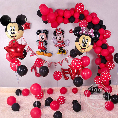 Mickey and Minnie Figure Balloons - Pink Red White Green - 18 Inches