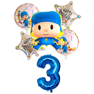 Number Blue Kid Birthday Balloons - Blue, Olive, Sapphire - 6 Pieces