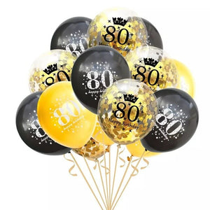 Mixed Gold Confetti Number Birthday Balloon - 15 Pieces - 12 Inches