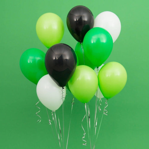 Green Soccer Balloons - Green White Black - 12 Pieces - 18 Inches
