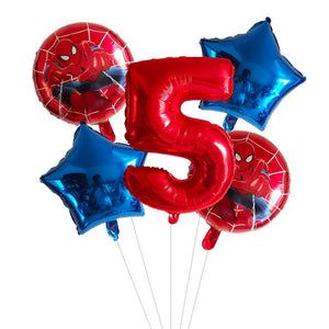 5pcs Spiderman Superhero Foil Balloons