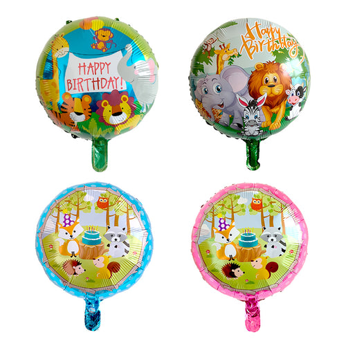 Happy Animal Balloons - Green Red Blue - 5 Pieces - 18 Inches