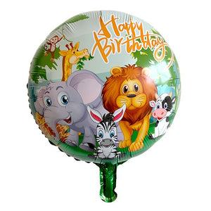 Happy Animal Balloons - Green Red Blue - 5 Pieces - 18 Inches