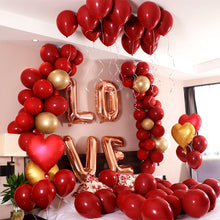 Metallic Love and Heart Balloons - Pink Red White Green - 10 Pieces - 18 Inches