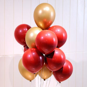 Metallic Love and Heart Balloons - Pink Red White Green - 10 Pieces - 18 Inches