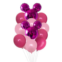 Mickey and Minnie Mouse Foil Balloons - Pink Red Yellow Green - 12 Pieces - 10 Inches