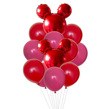 Mickey and Minnie Mouse Foil Balloons - Pink Red Yellow Green - 12 Pieces - 10 Inches