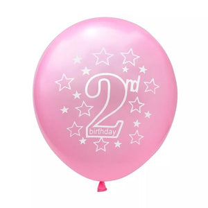 1st and 2nd Birthday Baby Balloons - Pink Blue Red Yellow - 32 Inches