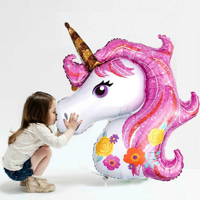 Glitter Unicorn Balloons - White, Pink, Yellow -  12 Inches 18 Inches