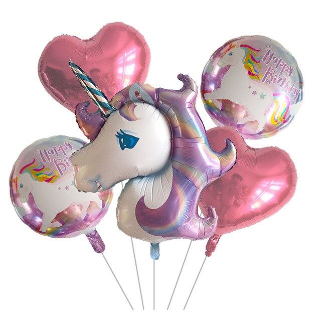 27 Pcs Large 3D Unicorn Balloons Metal Latex Balloon