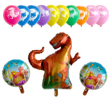 Big Dinosaur Foil Balloons - Pink Blue Yellow Green -  13 Pieces - 12 Inches