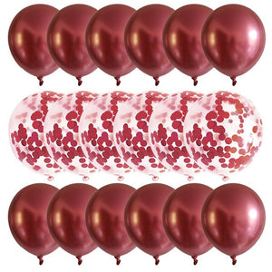 Star Chrome and Glitter Balloons - Rose Gold Silver Red - 18 Pieces - 18 Inches