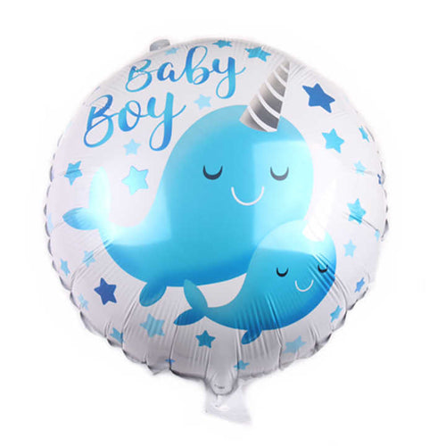Cartoon Dolphin Baby Boy Balloons - Sky Blue White - 50 Pieces