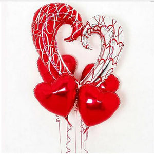 Heart Connection Foil Balloons - Red and White- 5 Pieces - 18 Inches